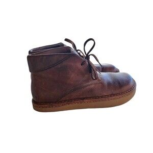 Earth Womens Size 10 M Brown Leather Lace Gum Sole Ankle Boots Mens 8 Chukka